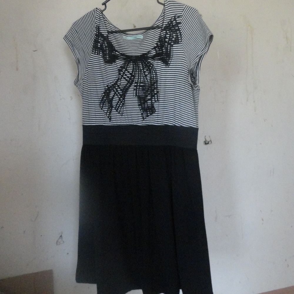 Maurice Tunic Dress Black and White Size Large